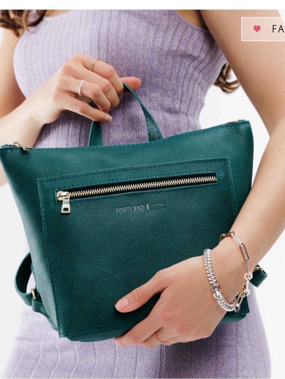 Portland Leather Sea Glass (Teal Green) Leather Mini (small) Backpack - Picture 10 of 11